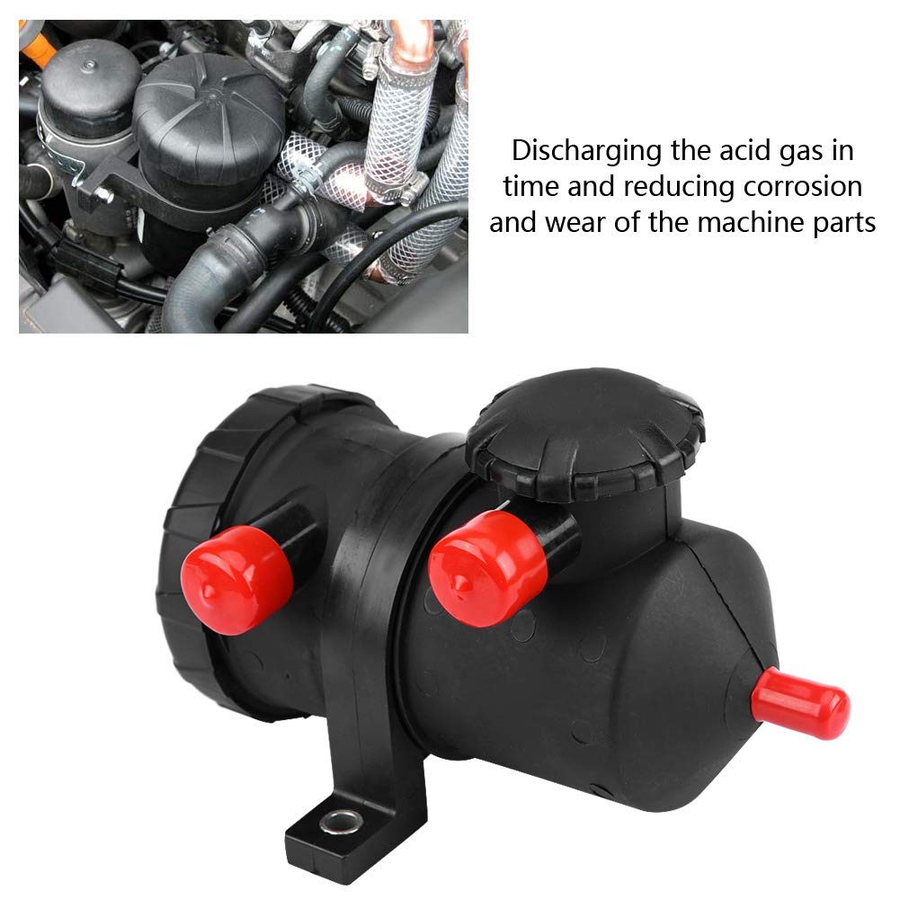Reminnbor Universal Oil Air Separator 3931030955 - Oil sump made of ABS plastic and stainless steel - Black-silver - Universal for vehicles with motor oil