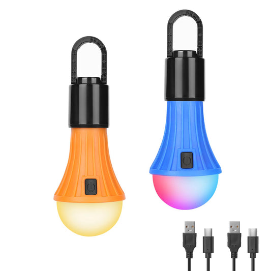 Rechargeable camping lamp, Lepro camping accessory tent lamp bulb emergency light, 7 lighting modes, 2 pieces for camping adventure fishing garage emergency power outage