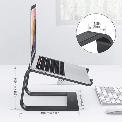 OMOTON Laptop Stand, Notebook Stand with Ventilation, Universal PC Riser Ergonomic Laptop Holder Aluminum for Laptops in 10-15.6 inches like MacBook Pro/Air, HP, Dell, Lenovo, Huawei, Black