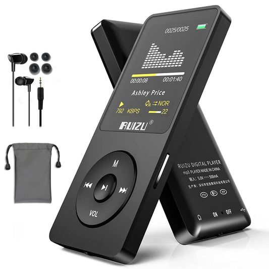 64GB MP3 player with Bluetooth 5.3, ultralight (30g), up to 80 hours of battery life, 1.8-inch screen, great for sports, kids, and adults, supports TF cards up to 128GB.