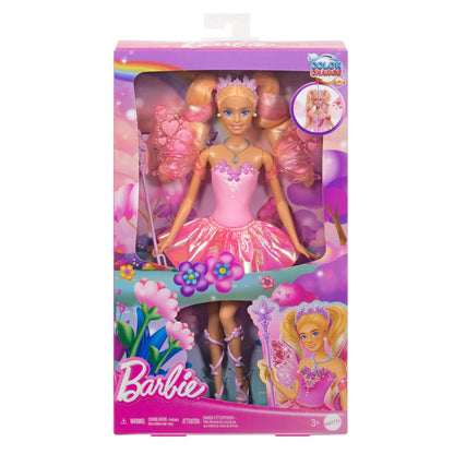 Mattel Barbie Fairy Doll with toy magic wand and fashion accessories, fantasy theme with color-changing wings and outfit, JCP76, [Multicolor]