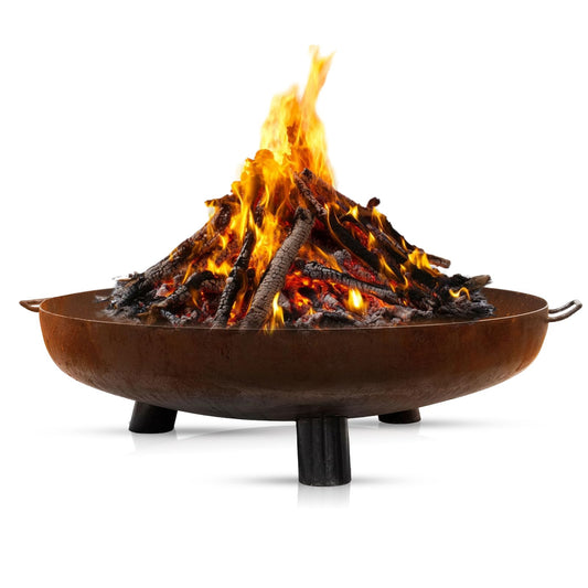 BonFeu BonBowl Plus fire bowl 80 cm - fire bowls for the garden - outdoor fire pit - fire bowl with optional grill grate made of high-quality Corten steel - fire basket for the garden - 80x80x23.5cm