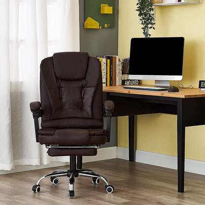 Panama office chair Heavy-Duty Executive Reclining Chair with Footrest made of PU Leather Gaming Chair (Brown), BOOC150FD