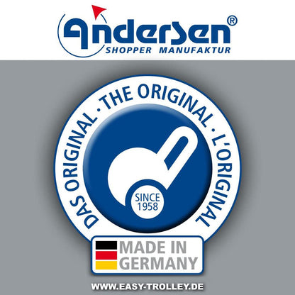 Andersen shopping trolley Scala with bag Vara white, 50 liters volume, steel frame.
