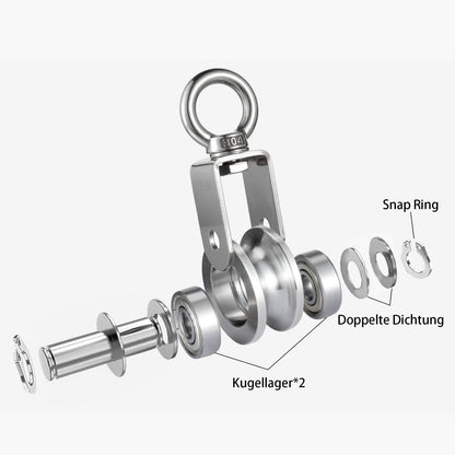 2 pieces of pulley rope, made of stainless steel with 2 ball bearings.