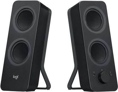 Logitech Z207 Wireless PC Speakers, Bluetooth, Stereo Sound, 10 Watts Peak Power, 3.5 mm Input, Headphone Jack, Easy-Switch Feature, EU Plug, PC/TV/Tablet/Phone - Black