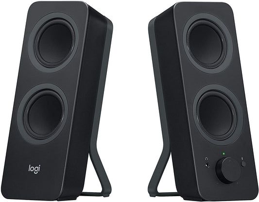 Logitech Z207 Wireless PC Speakers, Bluetooth, Stereo Sound, 10 Watts Peak Power, 3.5 mm Input, Headphone Jack, Easy-Switch Feature, EU Plug, PC/TV/Tablet/Phone - Black