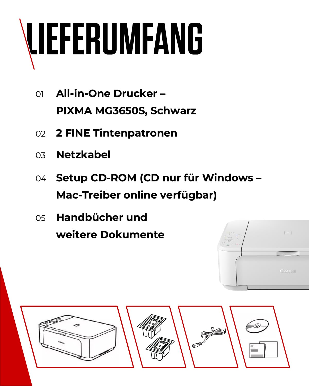Canon PIXMA MG3650S Series - All-in-One printer, copier & scanner for home use | Wireless smartphone connection | Canon printer for home