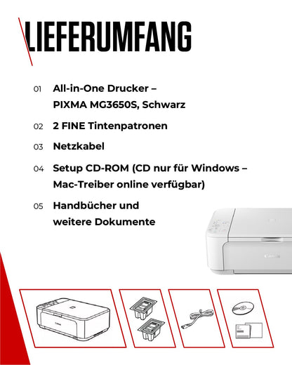Canon PIXMA MG3650S Series - All-in-One printer, copier & scanner for home use | Wireless smartphone connection | Canon printer for home