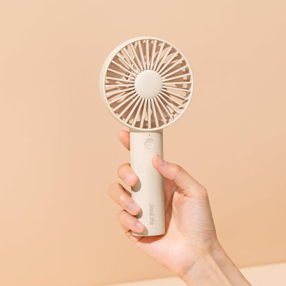 JISULIFE Portable Mini Hand Fan, 4500mAh strong battery powered, small, personal, with 3 speeds, USB rechargeable for outdoor, indoor, gifts for women and men - Beige