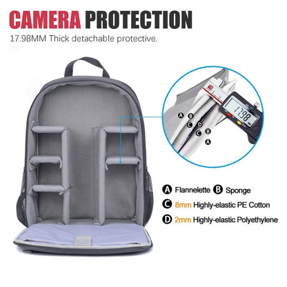 Cwatcun Camera Backpack Professional for mirrorless DSLR/SLR camera, waterproof, camera bag compatible for Sony Canon Nikon camera and lens tripod accessories (3.0 Black, L)