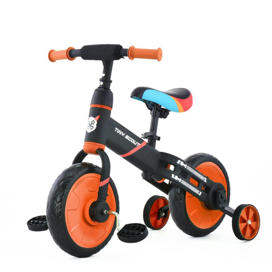 ZavoFly 4 in 1 balance bike, kids tricycle, tricycle for children aged 3 to 5 years old (Orange)