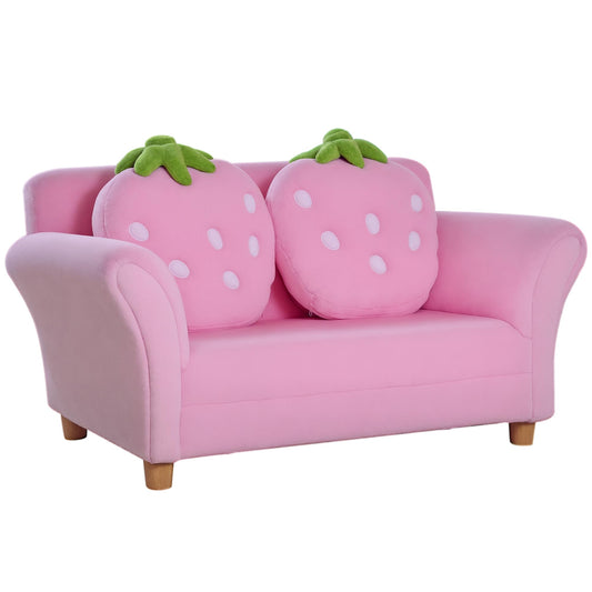 HOMCOM Kids Sofa Kids Chair Sofa Couch Children Chair Kid's Room Soft Sofa Double Sofa Single Sofa (Strawberry Sofa)