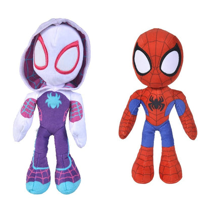 Simba 6315875810X12 - Disney Marvel Spidey, 25cm plush with glow in the dark eyes & 6315875811X12 - Disney Marvel Ghost Spider, 25cm plush with glow in the dark eyes.