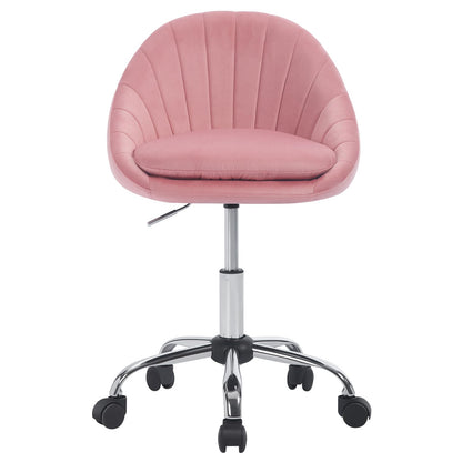 WOLTU home office chair, ergonomic office chair, swivel vanity chair, swivel chair with casters, desk chair with 150 kg weight capacity, for study bedroom, velvet, pink, BS167rs