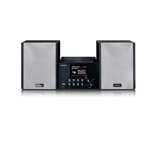 Lenco MC-250 compact system with WLAN internet radio - digital radio with DAB+ and Wi-Fi - FM radio - CD/MP3 player - 2.8" color display - AUX - USB - app control via Undok - 2 x 12 Watt RMS - black