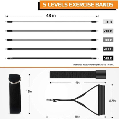 VEICK resistance bands, exercise bands, workout bands with handles for men and women (10-150 pounds, grey gradient)