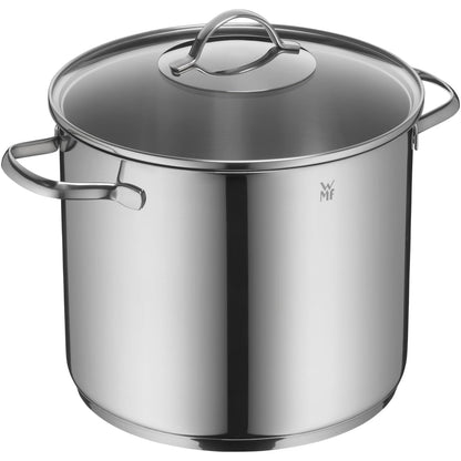 WMF Provence Plus Vegetable Soup Pot Induction 24cm, glass lid, large cooking pot 8.8l, polished Cromargan stainless steel, uncoated large pot, oven-safe