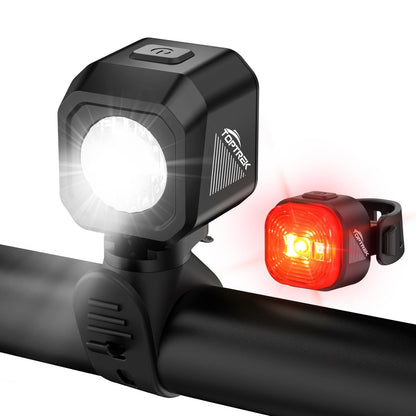toptrek Bike Light Set USB Rechargeable, StVZO Approved Bike Lights LED Set, IPX5 Waterproof Bike Lighting Set, Low Battery Reminder, Front & Rear Light Set
