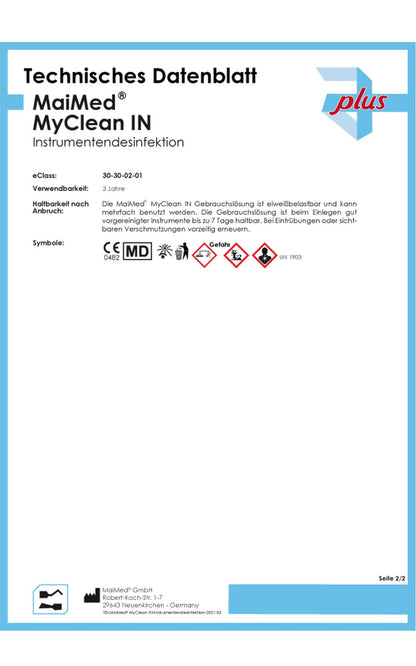Maimed - MyClean IN ultrasonic cleaner sterilizer for instruments in ultrasound bath 1l concentrate