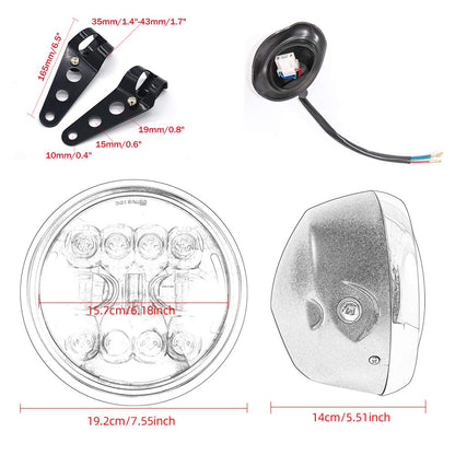 evomosa Motorcycle Headlight LED 7.5 Inch Motorcycle DRL Light Front Headlamp with Bracket (Color 2)