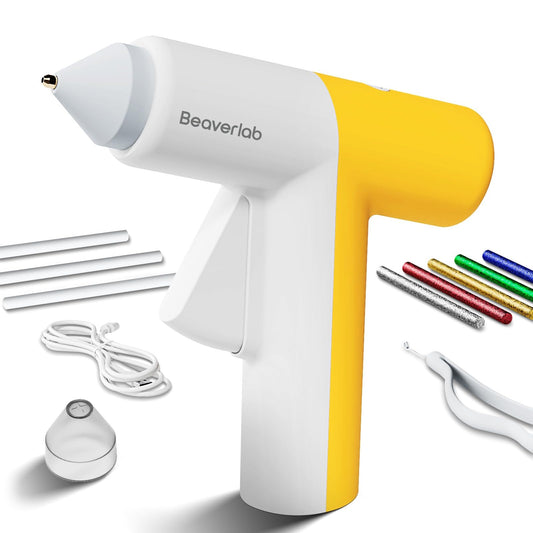 Beaverlab Cordless Hot Glue Gun 2000mAh, 30s Fast Heat Up Hot Melt Glue Gun with Type-C, 8 Glue Sticks for DIY, Crafting, Home & Office Repairs.