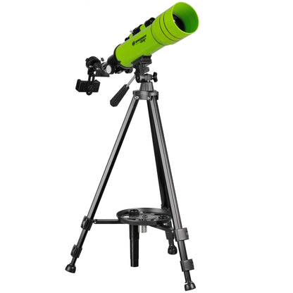 Bresser Junior children's telescope 70/400 lens telescope for children aged 8 and up, astronomy beginners, telescope with backpack, accessories & smartphone holder, night sky observation green