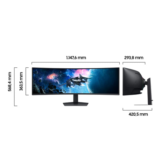 Samsung Odyssey G95C Curved Gaming Monitor, 49 inches, VA panel, 5120 x 1440 pixel resolution, VESA DisplayHDR 1000, HDR10+ Gaming, Freesync Premium Pro, 240Hz refresh rate, 1ms response time (GtG)
