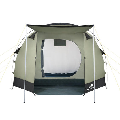 CampFeuer Tent Super+ for 4 persons | Olive green/Black | XXL tunnel tent with 2 entrances and awning, 3000 mm water column | Tent with vestibule and groundsheet, group tent, camping tent family tent