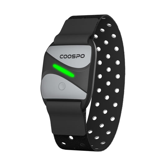 COOSPO HW807 Heart Rate Monitor Bracelet measures HRV heart rate training zone via Bluetooth 5.0/ANT+, LED heart rate sensor armband IP67 waterproof, rechargeable compatible with Wahoo, Zwift, Strava.