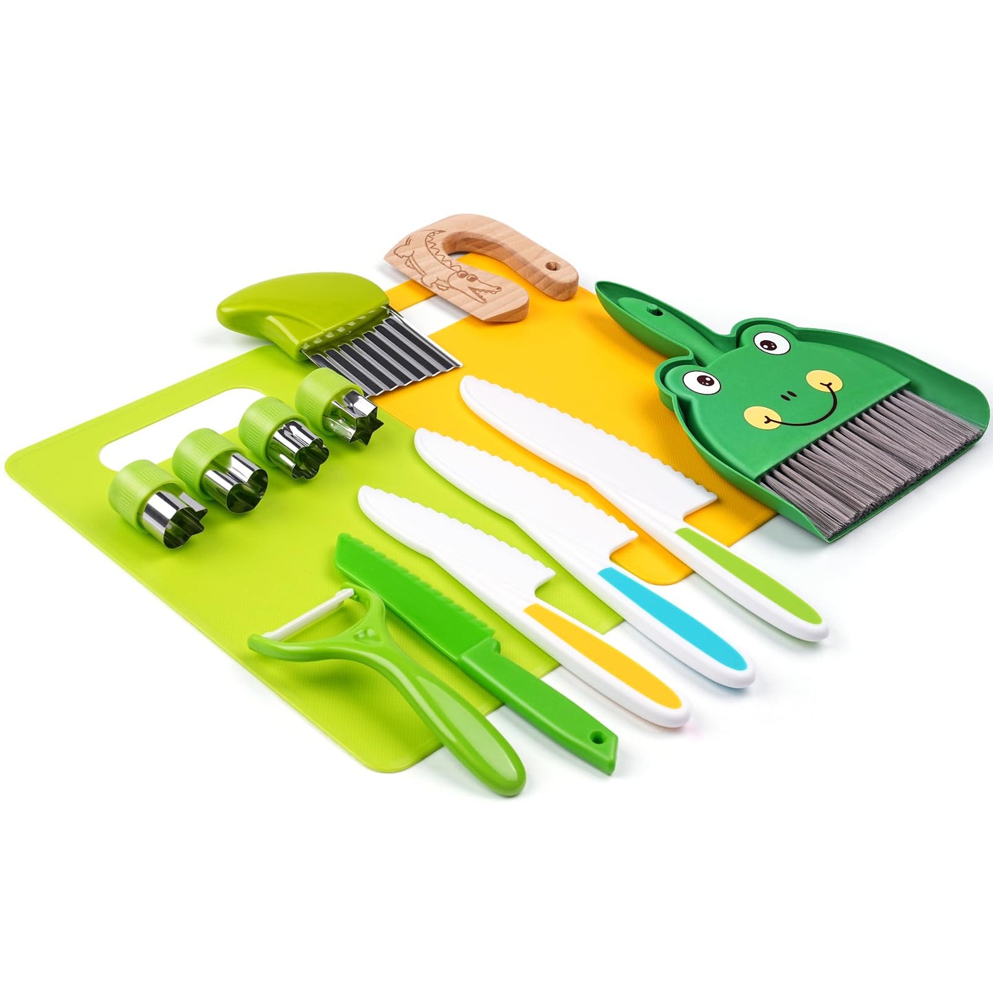 Children's Knife - 14 piece children's safety kitchen knife for real cooking with wooden knife, children's knife, cutting board, peeler etc. | Knives for children from 2 years old, Montessori knife, children's cooking set