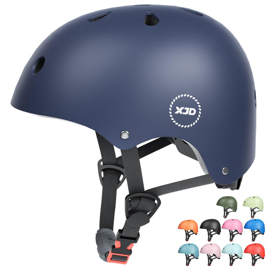 XJD Kids Bike Helmet Adjustable Skateboard Helmet for Bicycle Skateboard Scooter Roller Children's Bike Helmet for 3-13 Year Old Girls and Boys (S: 51-54 cm, Royal Blue)