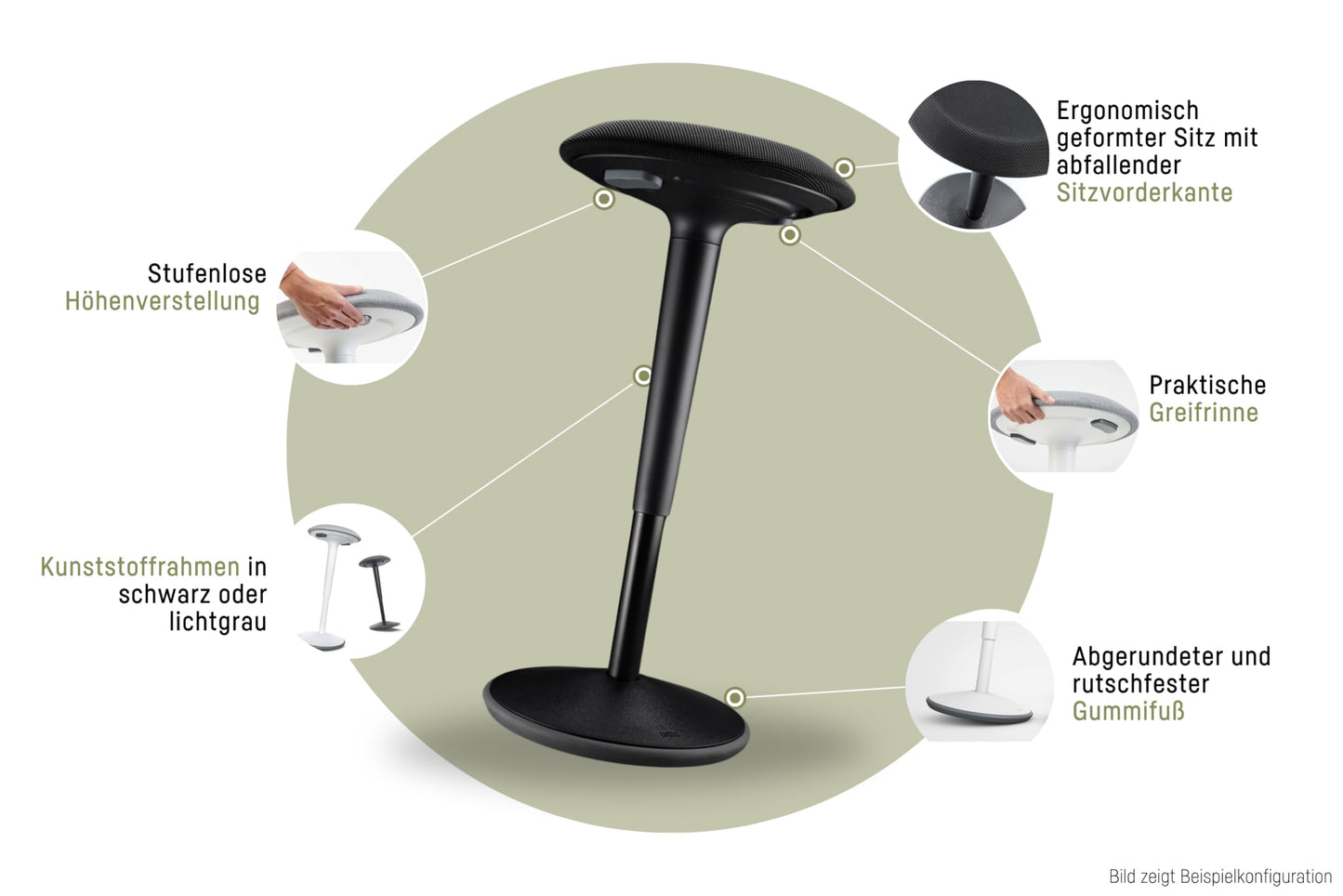 Sedus se:fit, Ergonomic Stool, Standing Stool, Sit-Stand Stool, Standing Aid, Blue, Gray, Plastic, Rubber base, Height adjustable from 53-80 cm