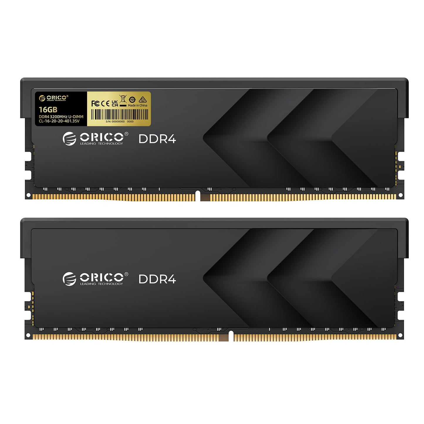 ORICO Raceline Racer DDR4 RAM 32GB (2x16GB) 3200MHz CL16, XMP 2.0 Overclocking, 1.35V UDIMM Desktop Memory, Compatible with Intel & AMD, High Performance Gaming Desktop Memory - Black H400