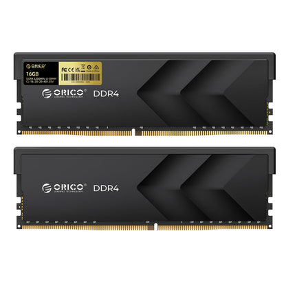 ORICO Raceline Racer DDR4 RAM 32GB (2x16GB) 3200MHz CL16, XMP 2.0 Overclocking, 1.35V UDIMM Desktop Memory, Compatible with Intel & AMD, High Performance Gaming Desktop Memory - Black H400