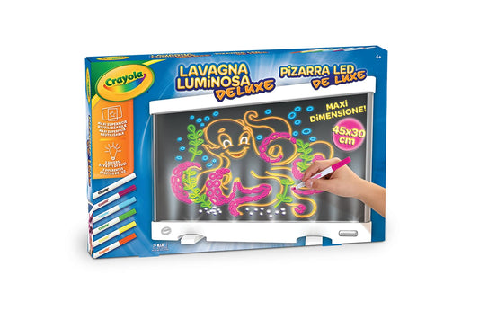 Crayola Deluxe LED Drawing Board with Markers, Toy Drawing Board for Kids, LED Drawing Board with 3 Light Effects, Erasable Magic Drawing Board for Coloring, Writing, and Drawing, Toy for Ages 6 and Up