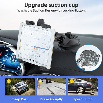 OHLPRO Tablet Car Mount, 360° Rotatable Adjustable iPad Car Holder, Dashboard Windshield Mount, for 6-11 Inch, Compatible with iPad, Samsung Tab, Huawei, and more.