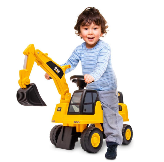 Sun baby sit-on excavator with built-in storage compartment, digger for kids, kids excavator with 2 sound buttons, sandbox digger, ride-on excavator, shovel excavator, suitable for children aged 1 year and older.
