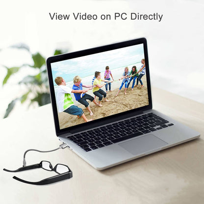 Spy camera glasses with video digital camcorder, supports TF card up to 32GB, fashionable 1080p glasses with hidden camera, portable video recorder.