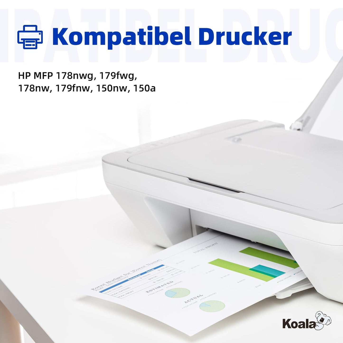 Koala 117A Toner (With Chip) Compatible as Replacement for HP 117A Toner Set W2070A W2071A W2072A W2073A for Color Laser MFP 179fwg 178nwg 150nw 179fnw 178nw 150a Toner (Black Cyan Yellow Magenta 4-Pack)