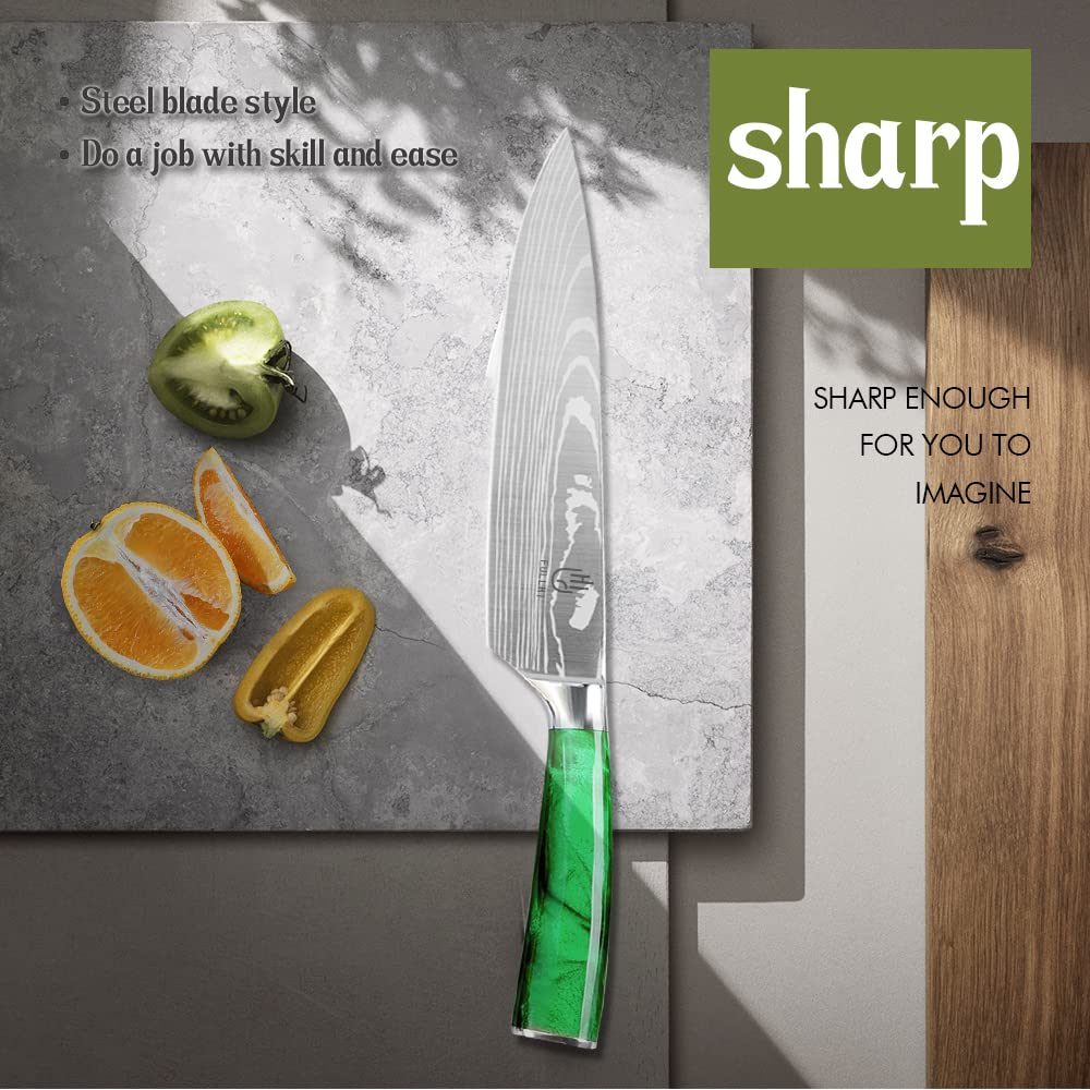 FULLHI Knife Set, 14pcs Japanese Knife Set, Multicolored Premium German Stainless Steel Kitchen Knife Set