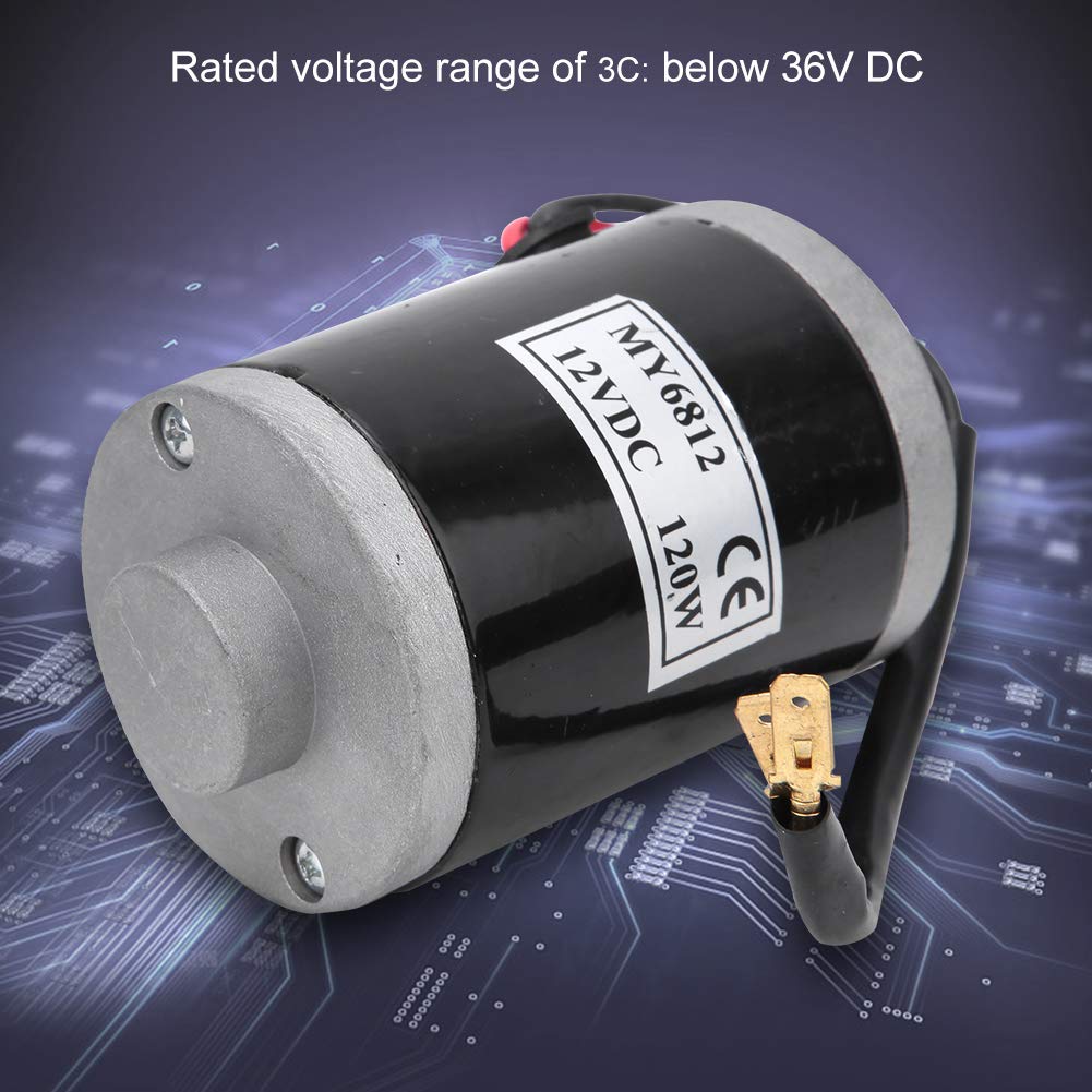 BOROCO 12V Gear Motor, Electric Bicycle Permanent Magnet DC Gear Motor 120W MY6812, Small Electric Motor with pulley for Electric Scooter, E-Bike Accessories