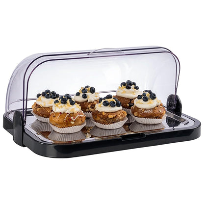 APS Buffet Display Case - Double-sided transparent roll top cover, one tray, ONE stainless steel tray, and TWO cooling packs - Made in Germany.