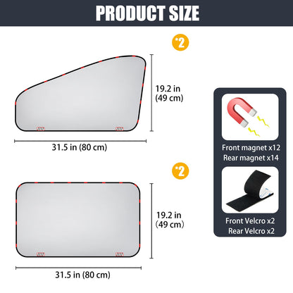 XCBYT Car Sun Shade Side Window Magnetic,4 Pieces Privacy Car Window Sunshade,Car Sun Shade Baby,UV Protection Heat Insulation Car Darkening,More Magnets (TY04S)