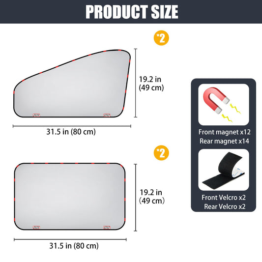 XCBYT Car Sun Shade Side Window Magnetic,4 Pieces Privacy Car Window Sunshade,Car Sun Shade Baby,UV Protection Heat Insulation Car Darkening,More Magnets (TY04S)