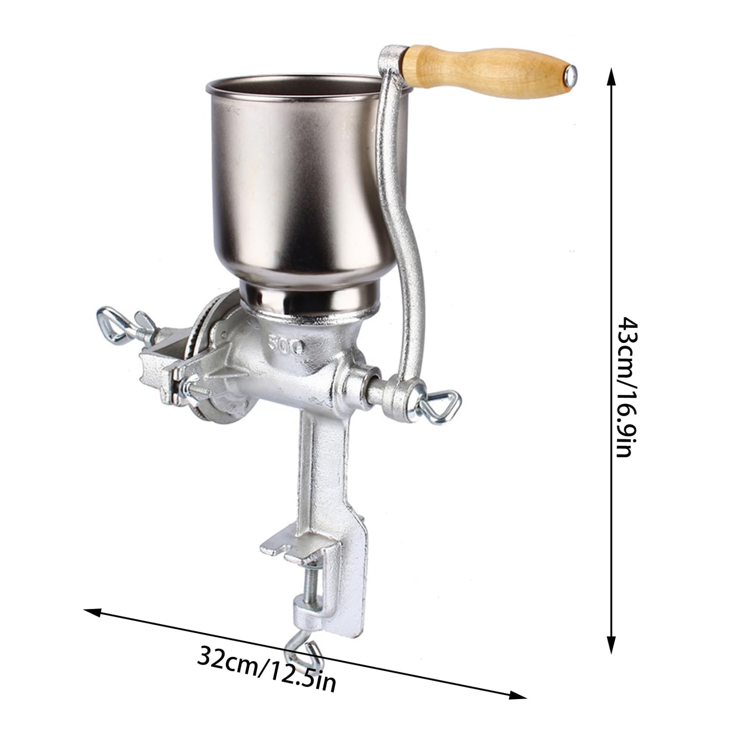 GOTOTOP Manual Grain Grinder, Grain Mill Machine Manual Coffee Grinders Corn Mill Manual Grain Mill with Hopper for Rice Coconut Peppercorns Nuts