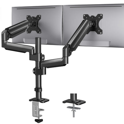 HUANUO Monitor Mount 2 Monitors 13-32 Inch, Height Adjustable Screen Mount with Long Arm, VESA 75/100mm, Increased Load Capacity 2-9 kg, 2 Mounting Options