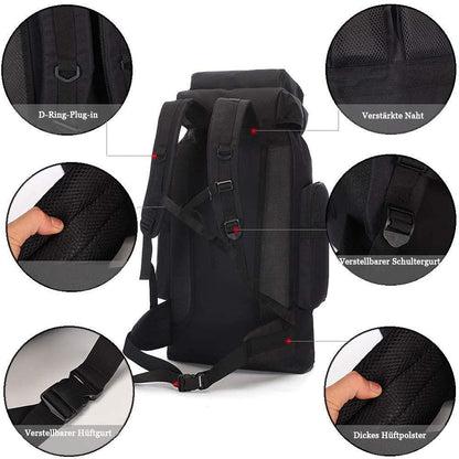 Kabxhueo Large Backpack 60L-80L Hiking Backpack Waterproof for Men & Women - Travel Backpack, Emergency Backpack, Trekking Backpack for Survival, Hiking, Camping, Fishing & Travel (Backpacker Backpack)