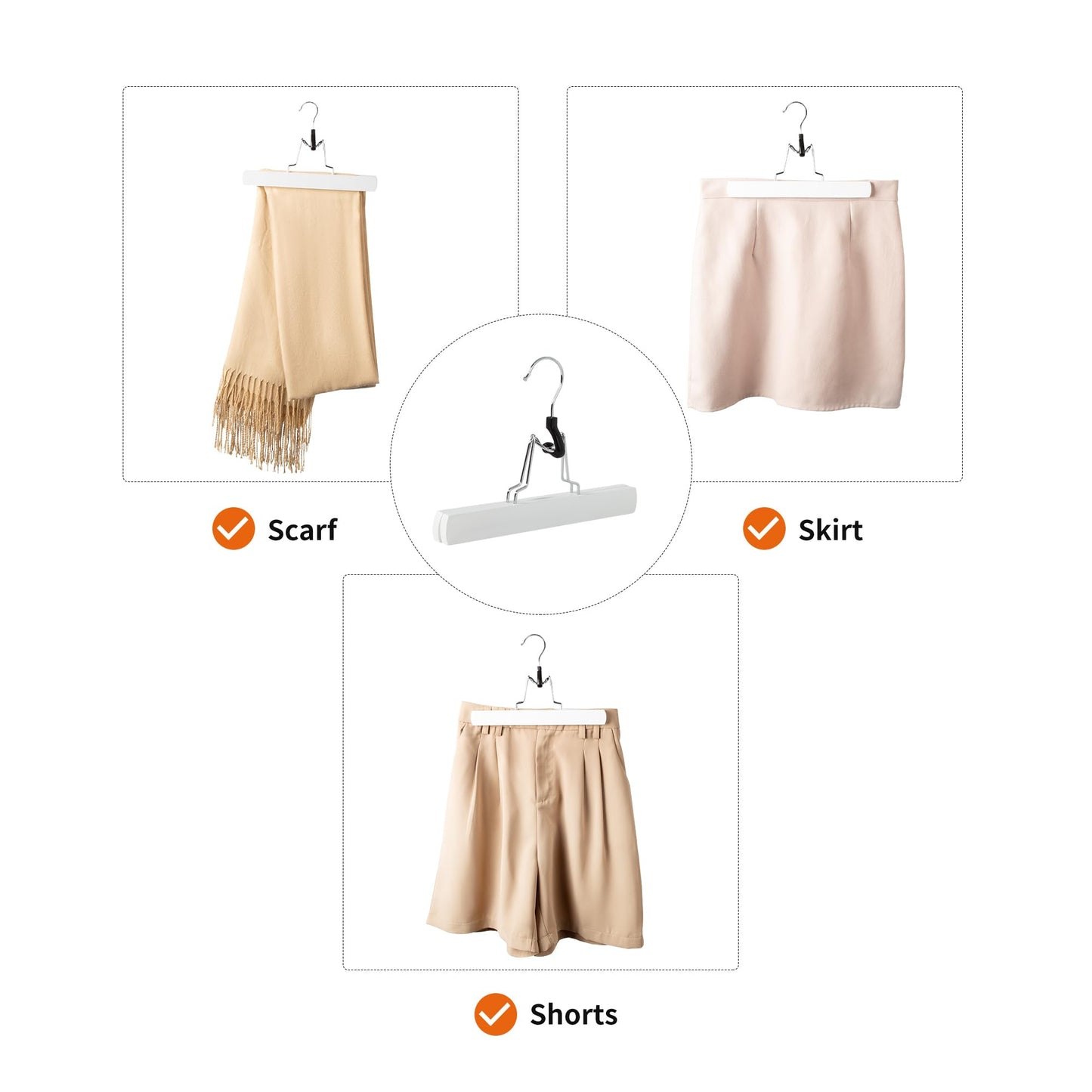 Amazon Basics Wooden Pants Hangers, 10-Pack, White