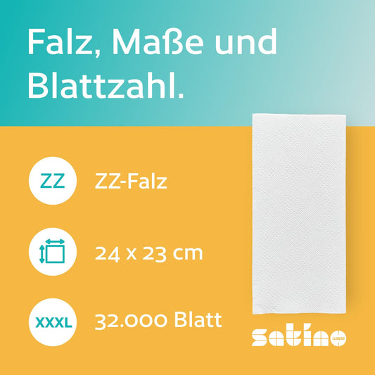 32,000 2-ply paper towels - B-grade - ZZ-fold - 24 x 23 cm - lint-free - absorbent - 160 x 200 sheets - folded: 24 x 11.5 cm - hand towel paper for PT3, PT4 & H3 dispensers